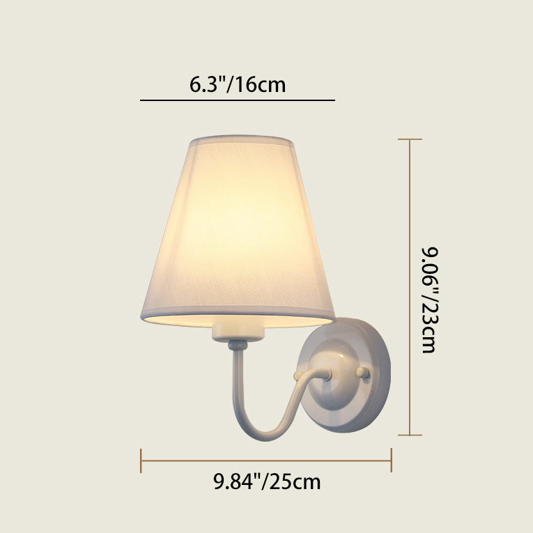 Dome Conical Iron Fabric 1-Light Wall Sconce Lamp