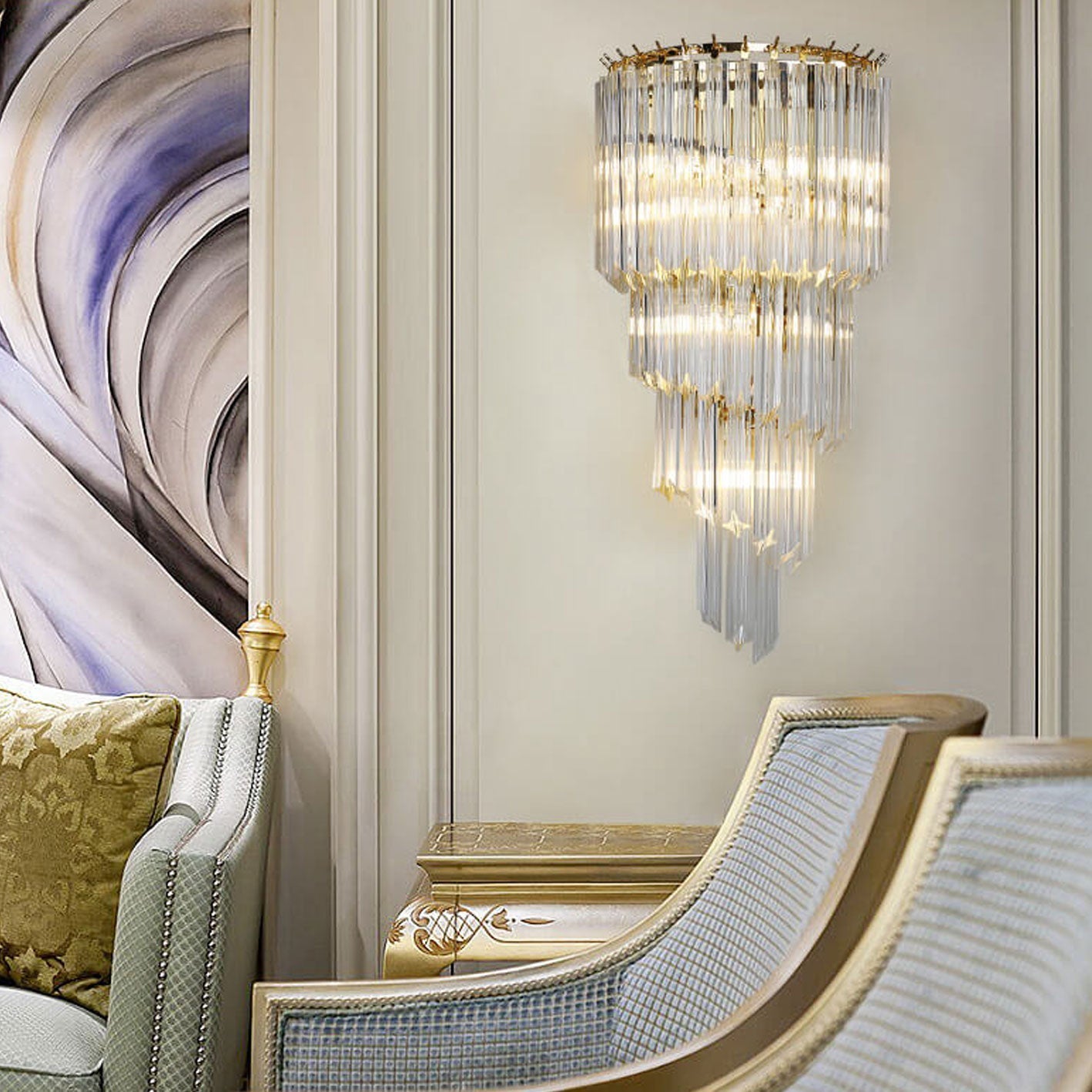 Modern Luxury Crystal Four Layers 4-Light Wall Sconce Lamp