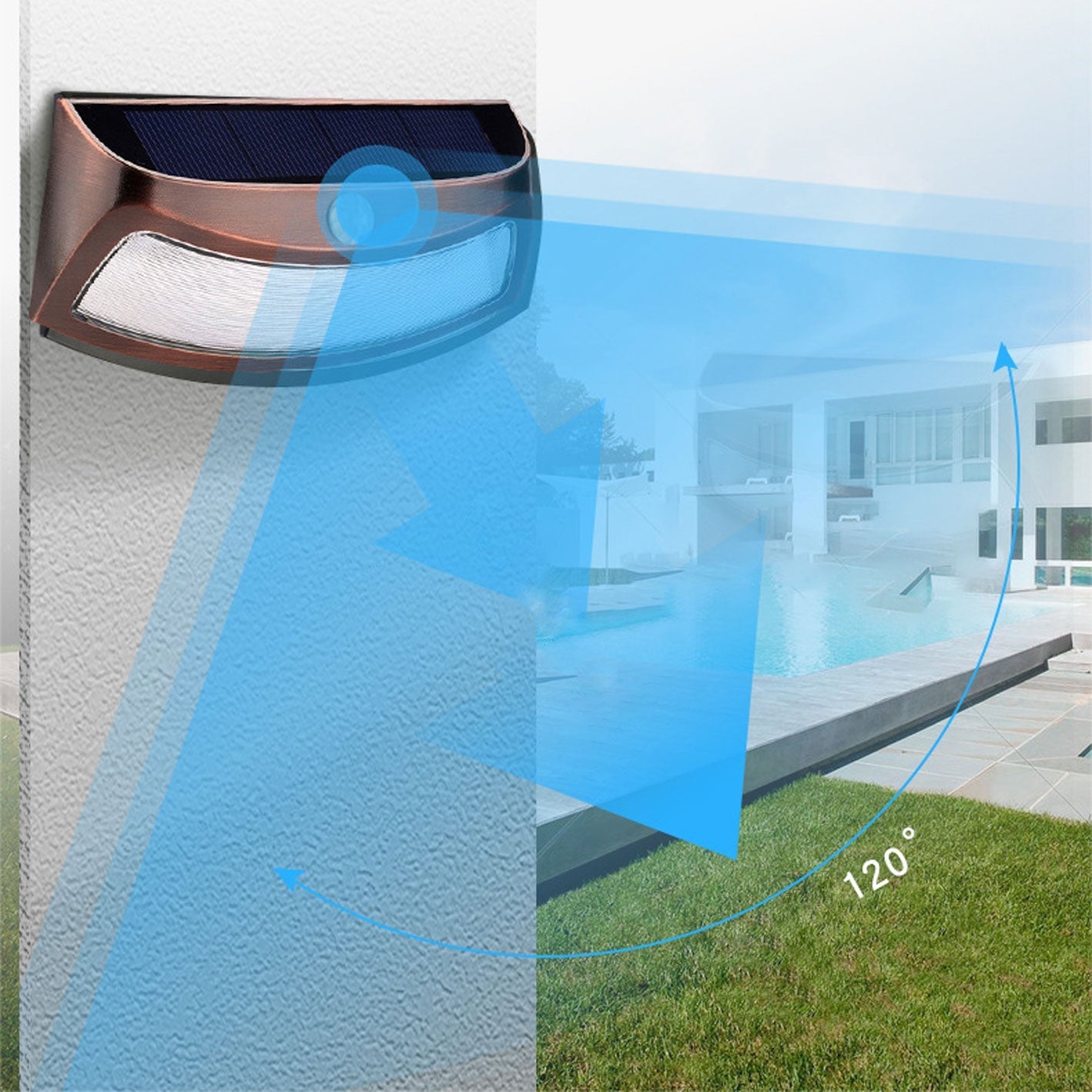 Solar Outdoor Waterproof Patio LED Wall Sconce Lamp