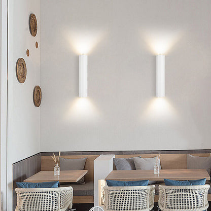 Simple Aluminum Cylindrical 2-Light LED Wall Sconce
