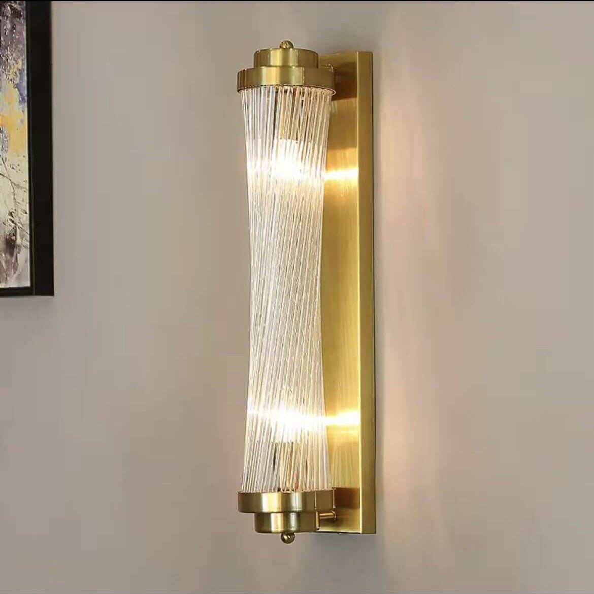 Crystal Cylinder Column Rotation 2-Light Wall Sconce Lamp