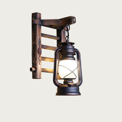 Kerosene Bamboo Weaving Base 1-Light Wall Sconce Lamp