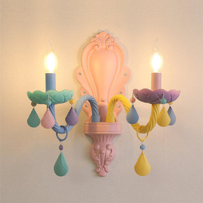Iron Crystal Macaron Candelabra 2-Light Wall Sconce Lamp