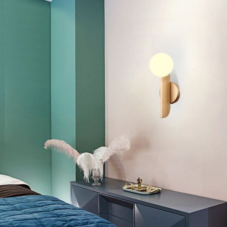 Gold Patchwork Glass Globe 1-Light LED Wall Sconce Lamp