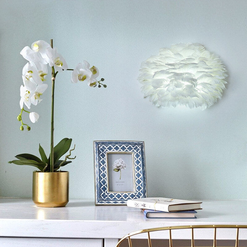 Nordic Creative Feather 1-Light Wall Sconce Lamp