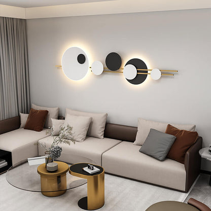 Round Iron Faux Leather LED Decorative Wall Mural Lamp