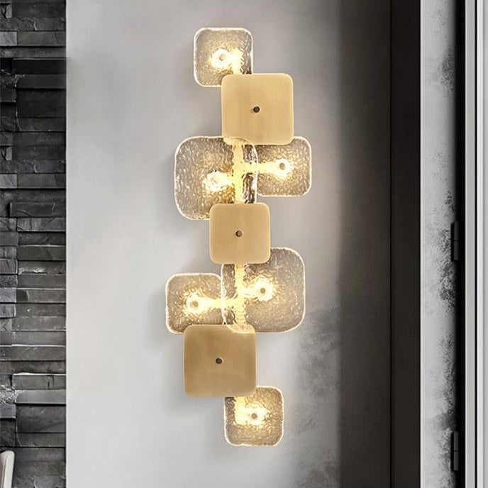 Post-modern Brass Patchwork Square LED Wall Sconce Lamp