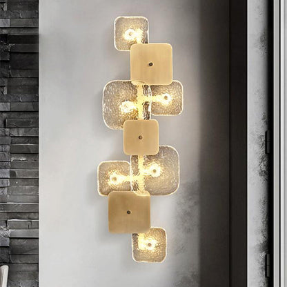 Post-modern Brass Patchwork Square LED Wall Sconce Lamp
