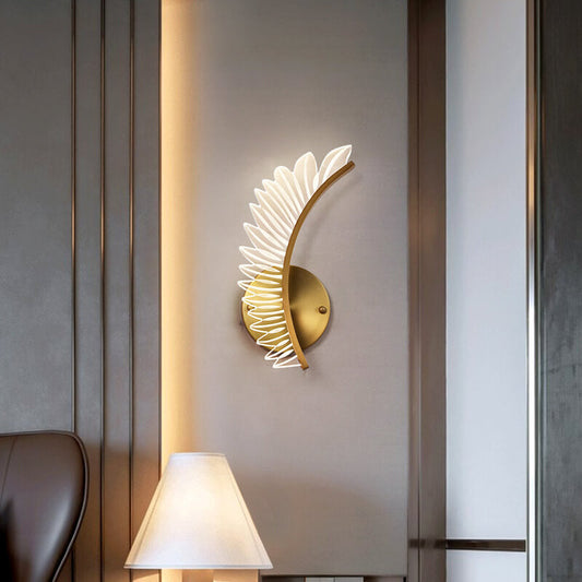 Modern Acrylic Feather Gold Copper LED Wall Sconce Lamp