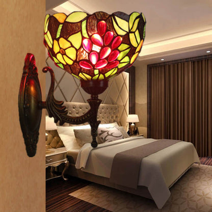 Tiffany Stained Glass Grape 1-Light Wall Sconce Lamp