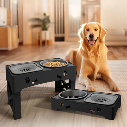 Adjustable Raised Dog Slow Feeder Bowl