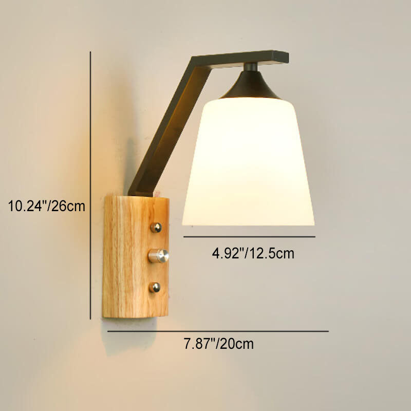 Japanese Iron Glass Lampshade 1-Light Wall Sconce Lamp