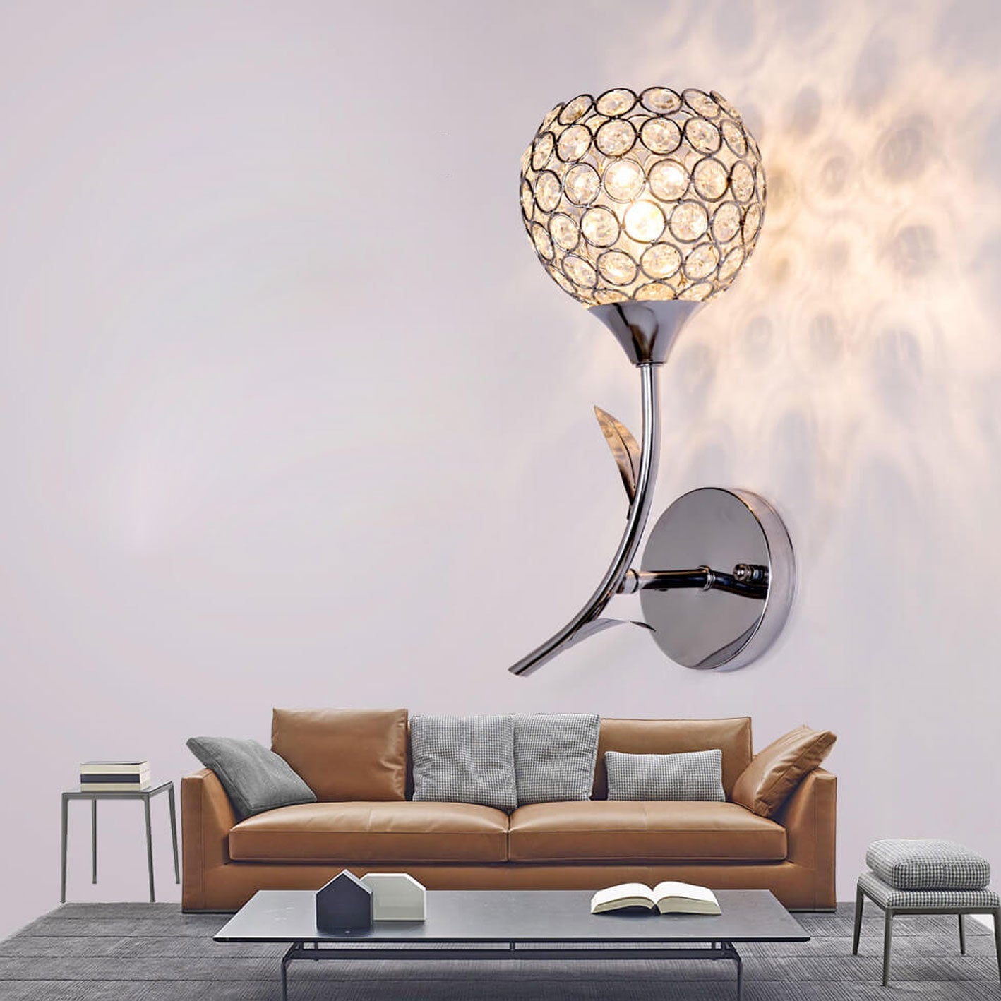 Modern European Crystal Romantic 1-Light Wall Sconce Lamp