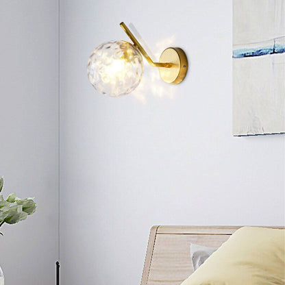 Minimalist Glass Ball Curve Lamp Arm 1-Light Wall Sconce