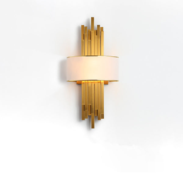 Modern Fabric Hardware Column 2-Light Wall Sconce Lamp