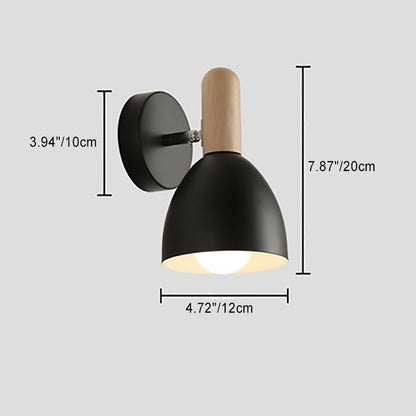Nordic Wood Iron Cannonball Shape 1-Light Wall Sconce Lamp