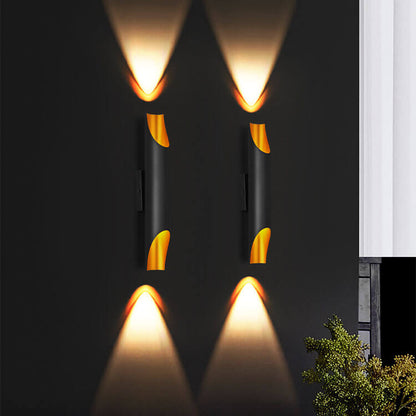 Cylindrical Aluminum Black Gold 2-Light Wall Sconce Lamp