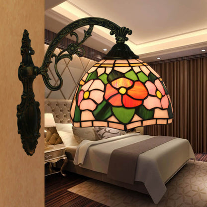 Tiffany Stained Glass Flower 1-Light Wall Sconce Lamp