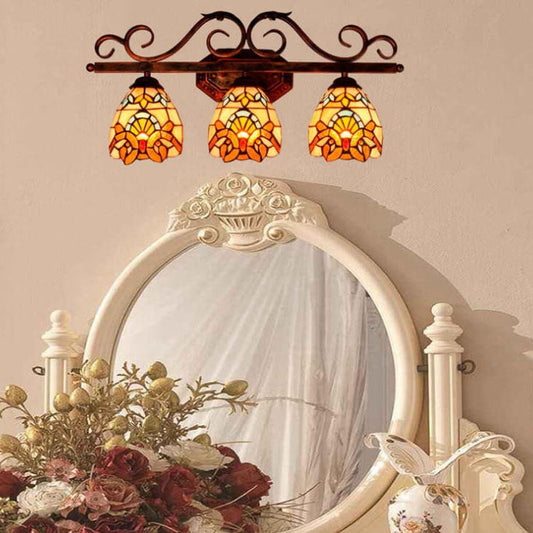 Tiffany Baroque Stained Glass 3-Light Wall Sconce Lamp