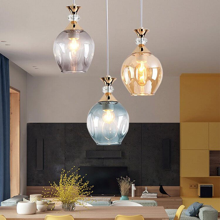 Contemporary Nordic Gradient Glass Hardware Orb 1/3 Light Island Light Chandelier for Living Room