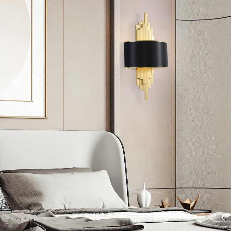 Modern Fabric Hardware Column 2-Light Wall Sconce Lamp