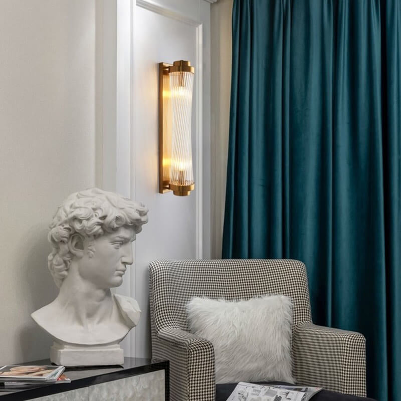 Crystal Cylinder Column Rotation 2-Light Wall Sconce Lamp