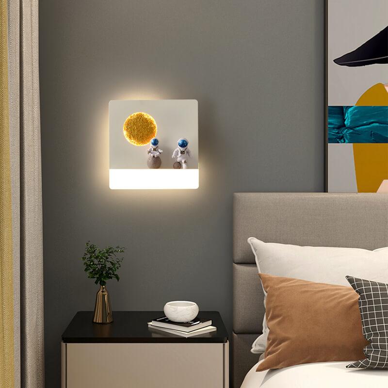 Astronaut Resin Acrylic 1-Light LED Circle Wall Sconce Lamp