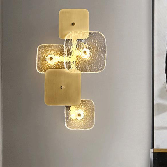 Post-modern Brass Patchwork Square LED Wall Sconce Lamp