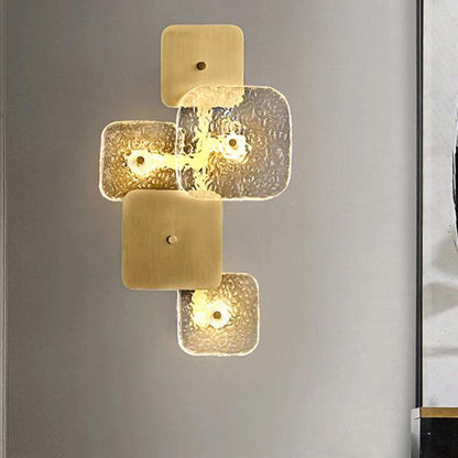Post-modern Brass Patchwork Square LED Wall Sconce Lamp