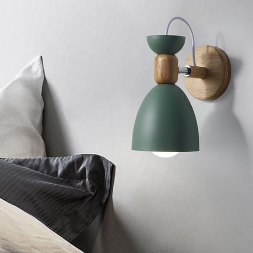 Macaron Iron Solid Wood Base 1-Light Wall Sconce Lamp