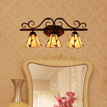 Tiffany Leaf Stained Glass 3-Light Wall Sconce Lamp
