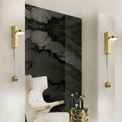 Luxury Square Brass Suspension Chain LED Wall Sconce Lamp