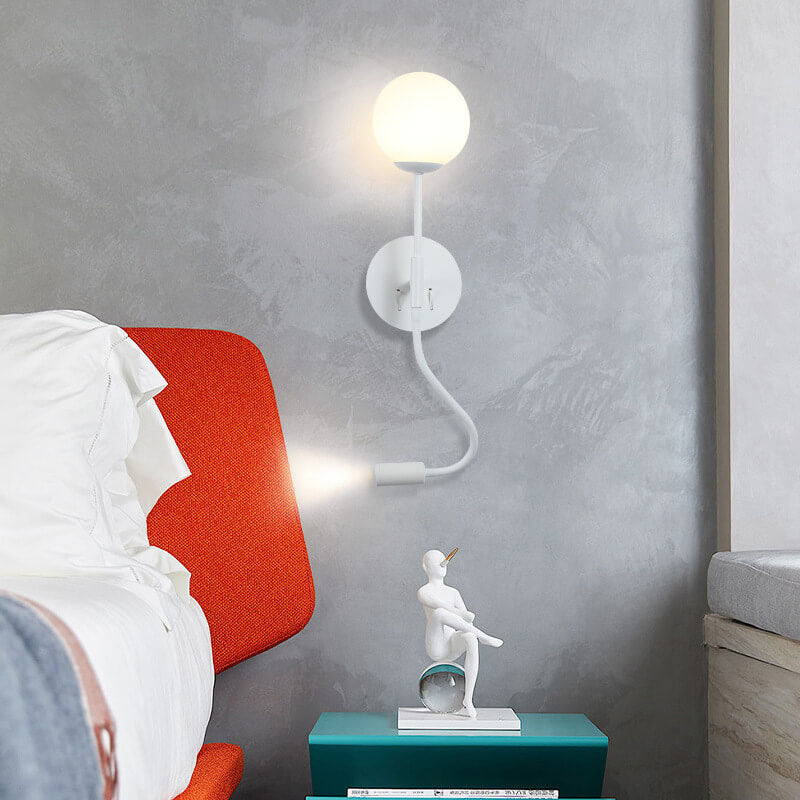 Round Glass Ball Silicone Hose 1-Light Wall Sconce Lamp