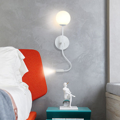 Round Glass Ball Silicone Hose 1-Light Wall Sconce Lamp