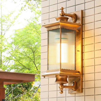 Retro Rectangular 1-Light Outdoor Waterproof Wall Sconce Lamp