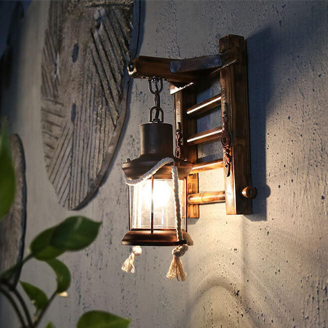 Kerosene Bamboo Weaving Base 1-Light Wall Sconce Lamp