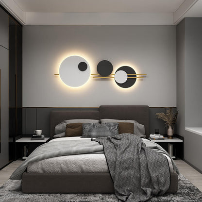 Round Iron Faux Leather LED Decorative Wall Mural Lamp