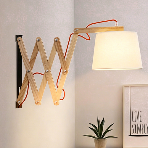 Linen Iron Retractable Rotating 1-Light Wall Sconce Lamp