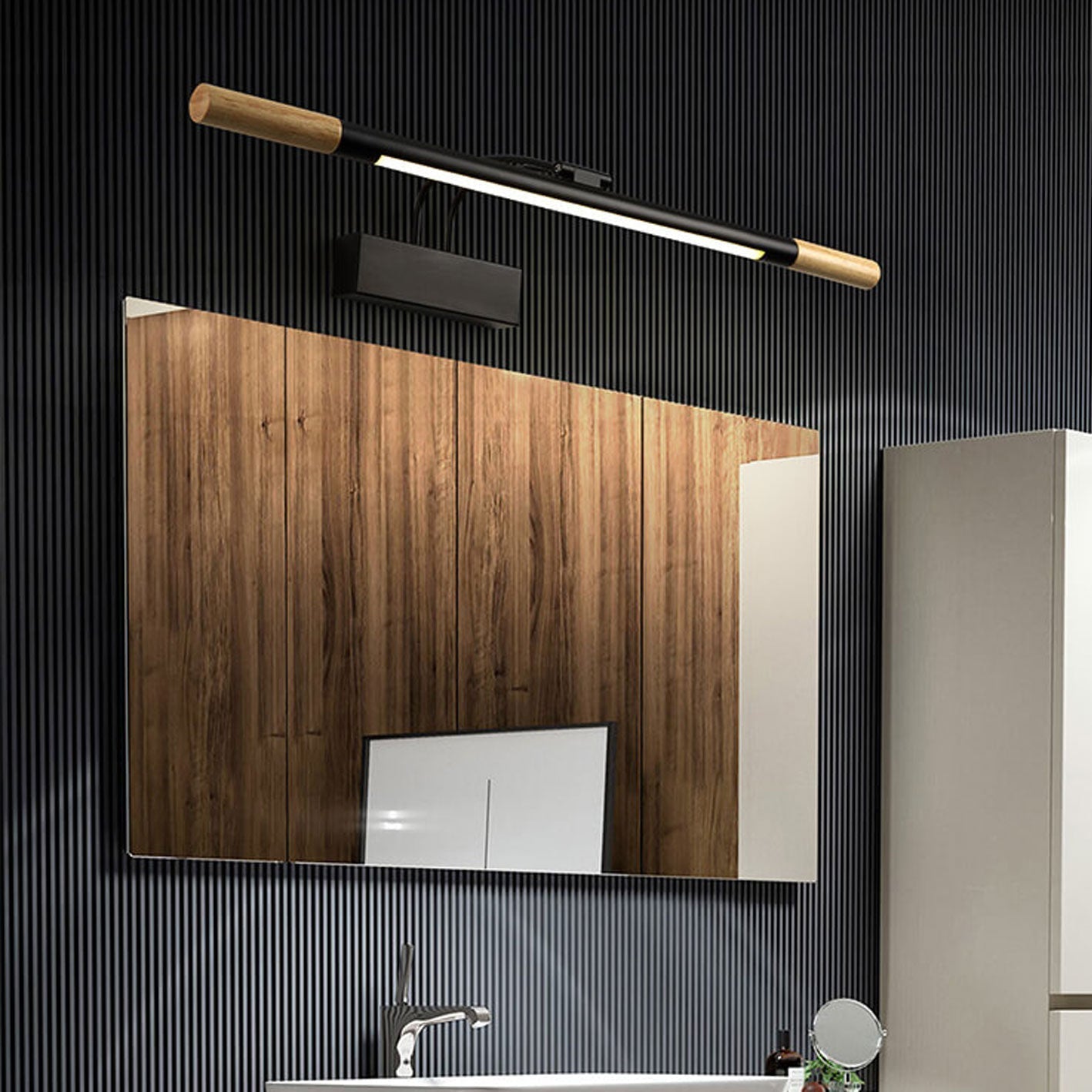 Solid Curved Arm Long Vanity Light LED Wall Sconce Lamp