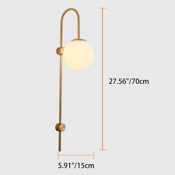Iron Glass Round Ball Long Pole 1-Light Wall Sconce Lamp