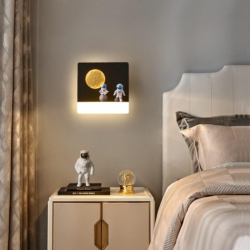 Astronaut Resin Acrylic 1-Light LED Circle Wall Sconce Lamp
