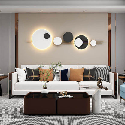 Round Iron Faux Leather LED Decorative Wall Mural Lamp
