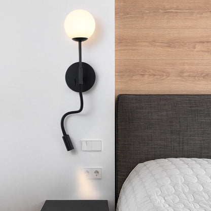 Round Glass Ball Silicone Hose 1-Light Wall Sconce Lamp