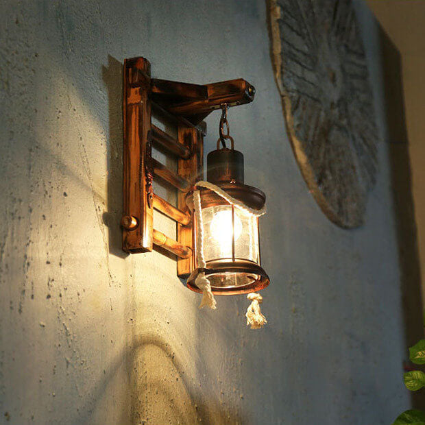 Kerosene Bamboo Weaving Base 1-Light Wall Sconce Lamp