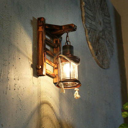 Kerosene Bamboo Weaving Base 1-Light Wall Sconce Lamp
