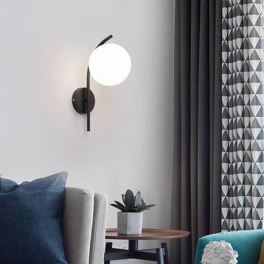 Nordic Arc Glass Globe 1-Light Wall Sconce Lamp