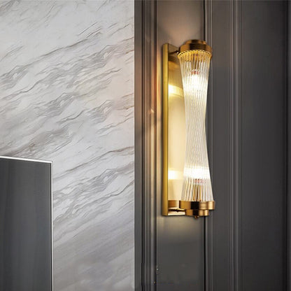 Crystal Cylinder Column Rotation 2-Light Wall Sconce Lamp