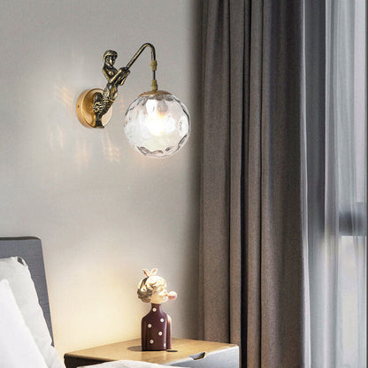 Vintage Rustic Mermaid Orb 1-Light Wall Sconce