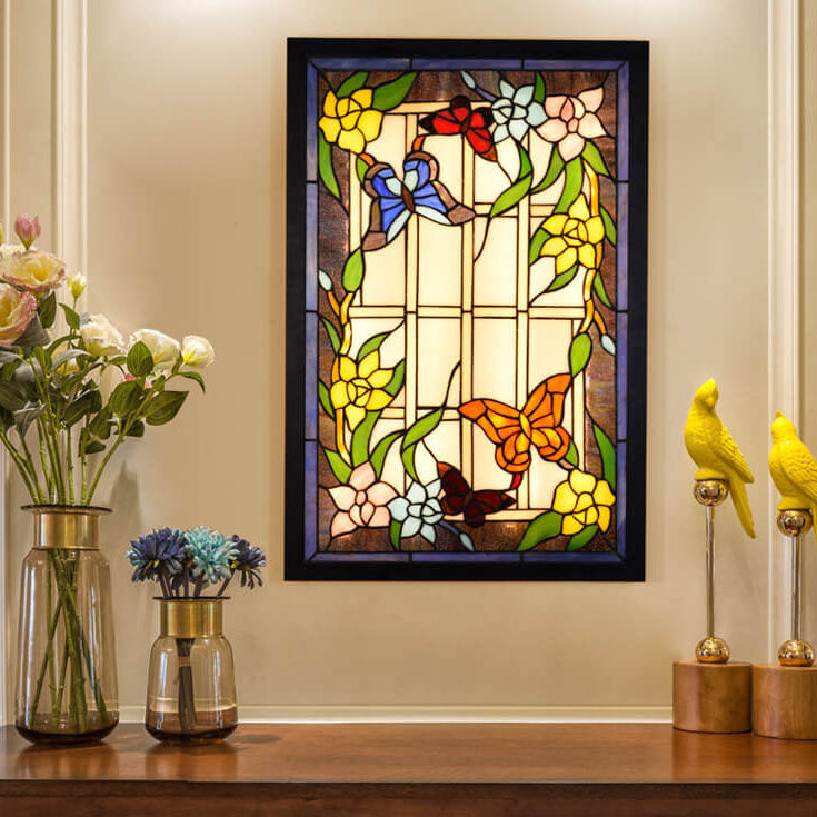 Tiffany Glass Rectangular LED Decorative Mural Wall Light