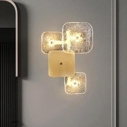 Post-modern Brass Patchwork Square LED Wall Sconce Lamp